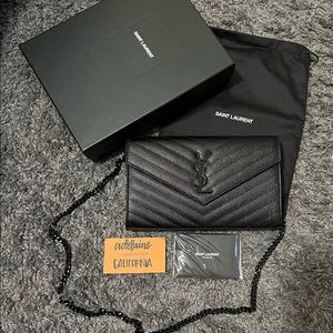 🖤Brand new- YSL black on black wallet on chain🖤